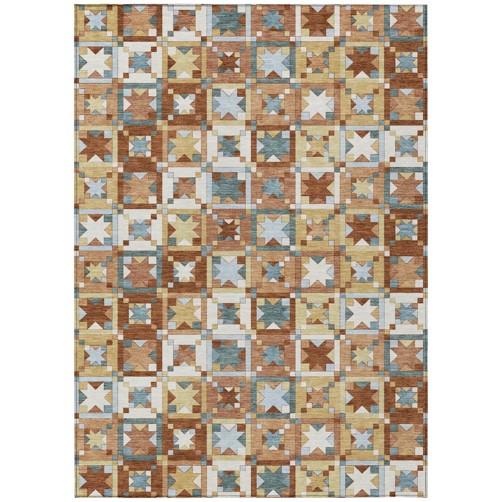 Machine Washable Indoor/Outdoor Chantille ACN2553 Orange 5' x 7'6" Rug. Picture 1