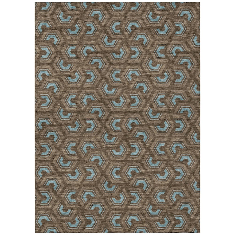 Machine Washable Indoor/Outdoor Chantille ACN2554 Brown 5' x 7'6" Rug. Picture 1