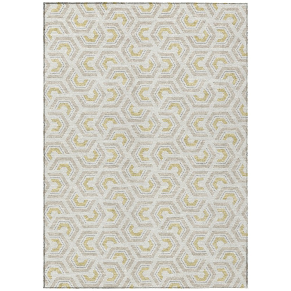 Machine Washable Indoor/Outdoor Chantille ACN2554 Ivory 5' x 7'6" Rug. Picture 1