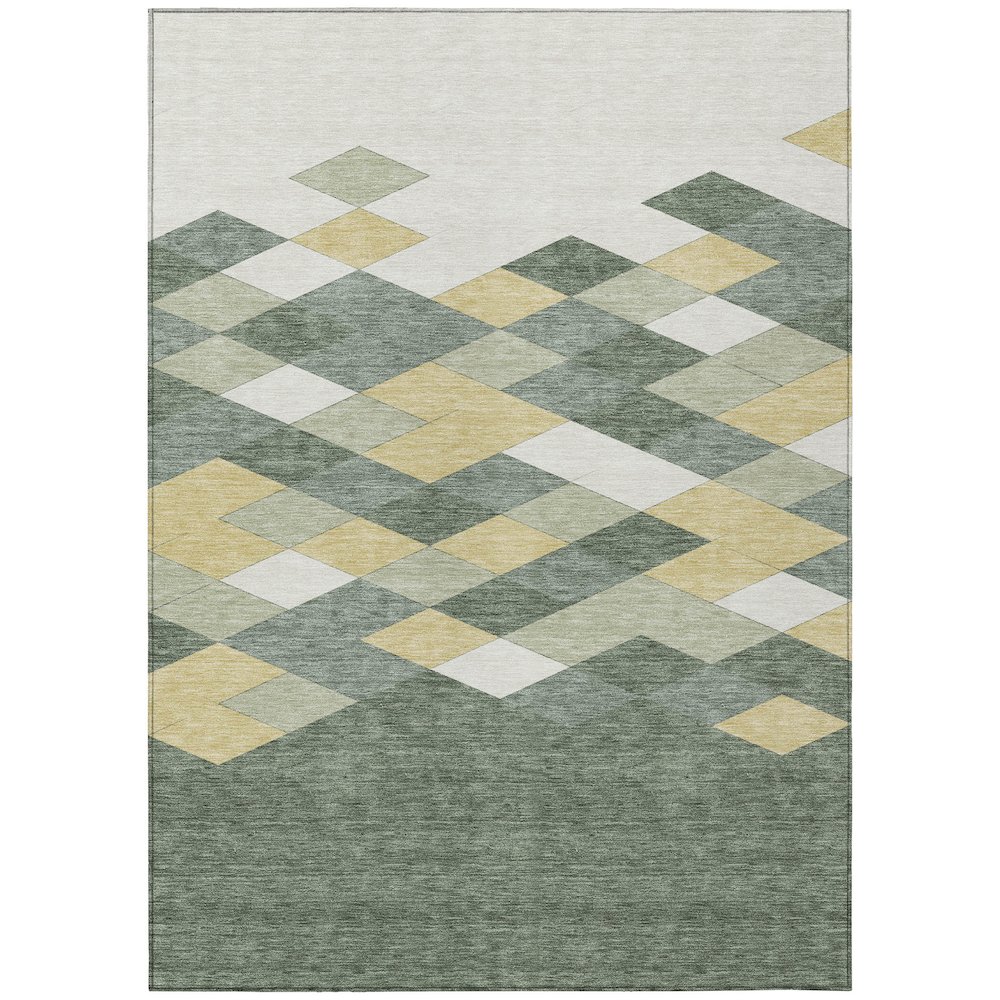Machine Washable Indoor/Outdoor Chantille ACN2555 Green 5' x 7'6" Rug. Picture 1