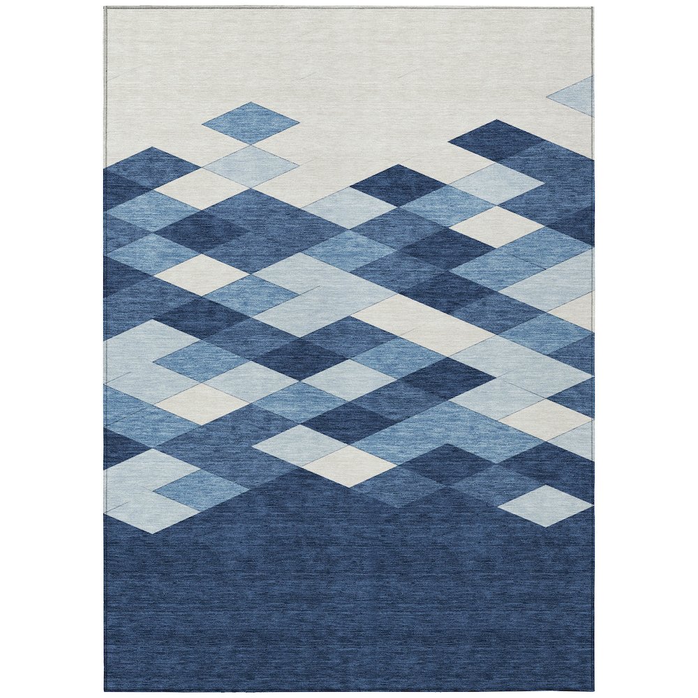 Machine Washable Indoor/Outdoor Chantille ACN2555 Blue 5' x 7'6" Rug. Picture 1