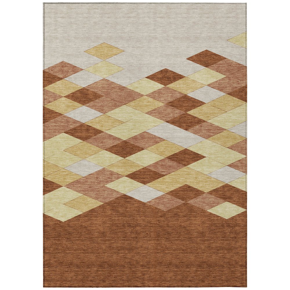 Machine Washable Indoor/Outdoor Chantille ACN2555 Orange 5' x 7'6" Rug. Picture 1