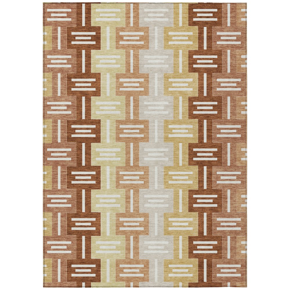 Machine Washable Indoor/Outdoor Chantille ACN2556 Orange 5' x 7'6" Rug. Picture 1
