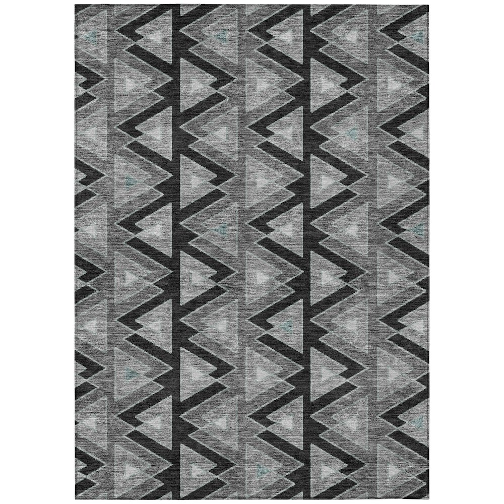 Machine Washable Indoor/Outdoor Chantille ACN2560 Black 5' x 7'6" Rug. Picture 1