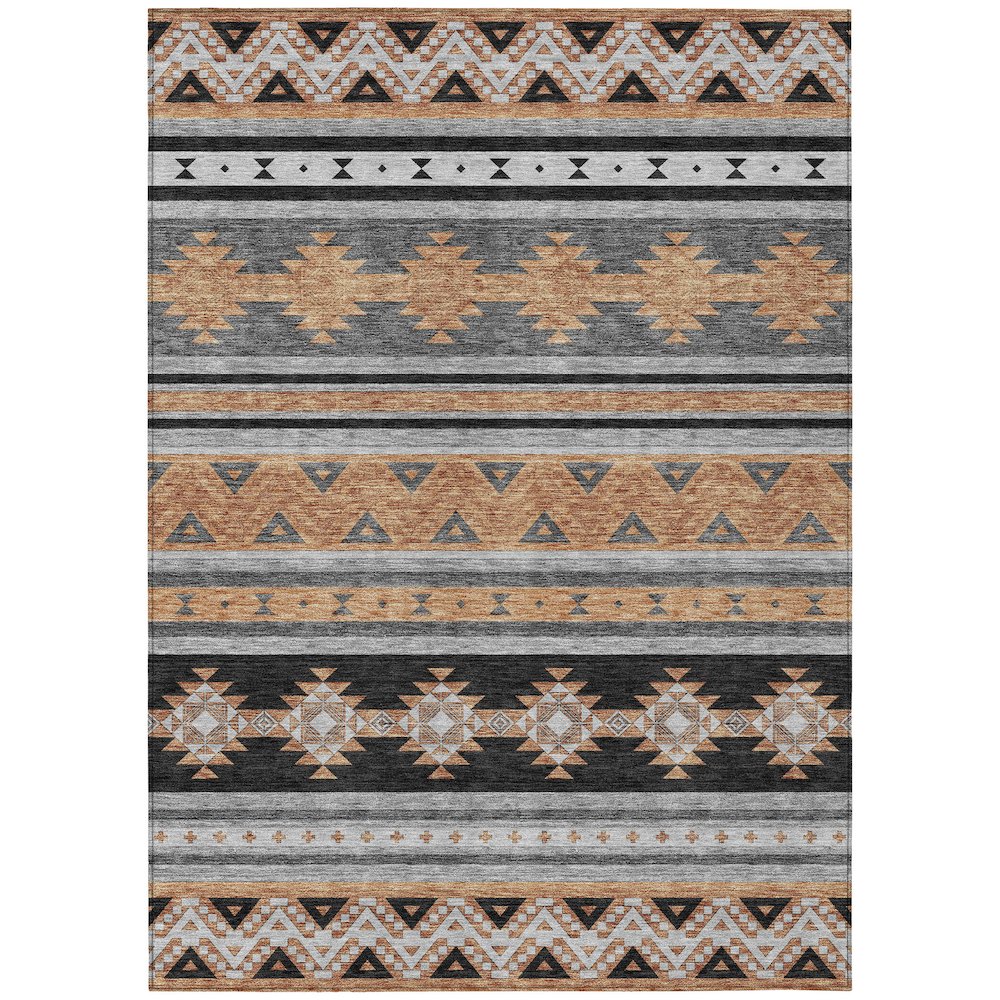 Machine Washable Indoor/Outdoor Chantille ACN2561 Black 5' x 7'6" Rug. Picture 1