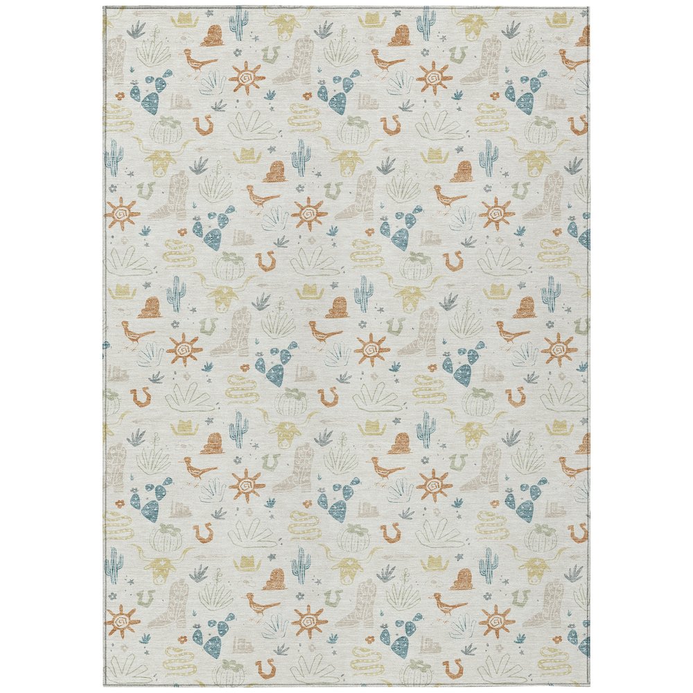 Machine Washable Indoor/Outdoor Chantille ACN2562 Ivory 5' x 7'6" Rug. Picture 1