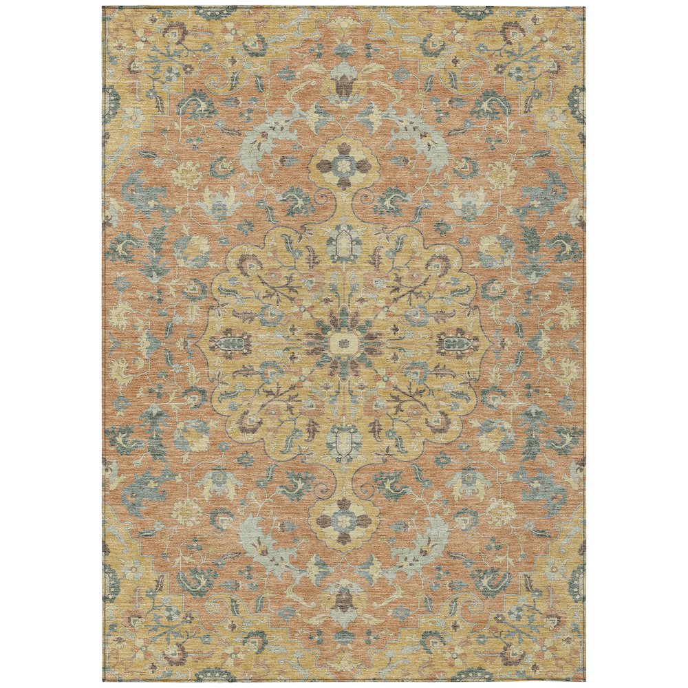 Machine Washable Indoor/Outdoor Chantille ACN2564 Gold 5' x 7'6" Rug. Picture 1