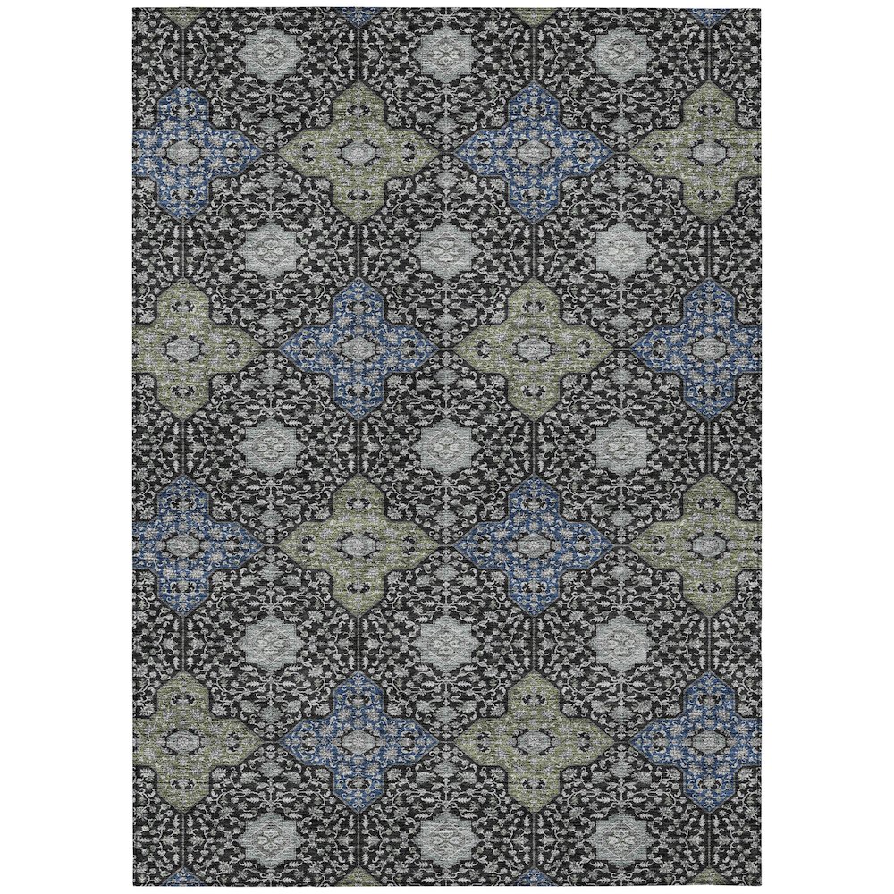 Machine Washable Indoor/Outdoor Chantille ACN2566 Black 5' x 7'6" Rug. Picture 1