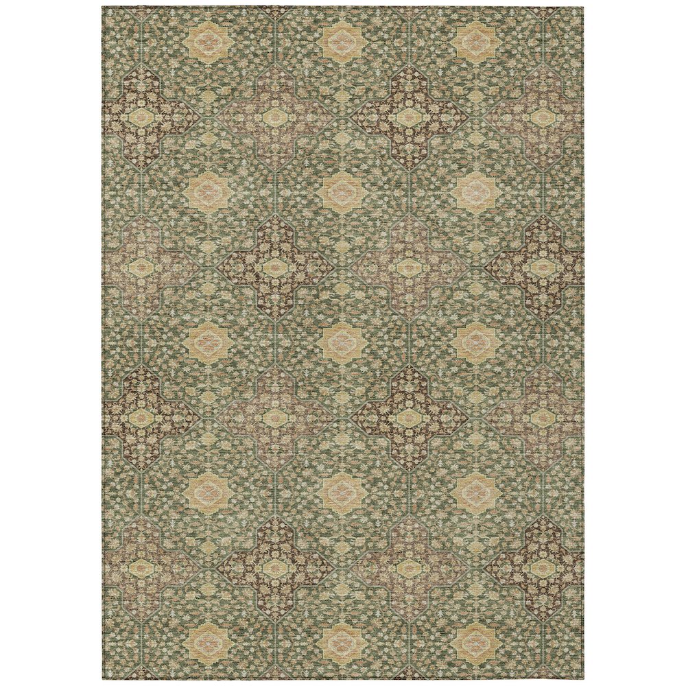 Machine Washable Indoor/Outdoor Chantille ACN2566 Green 5' x 7'6" Rug. Picture 1