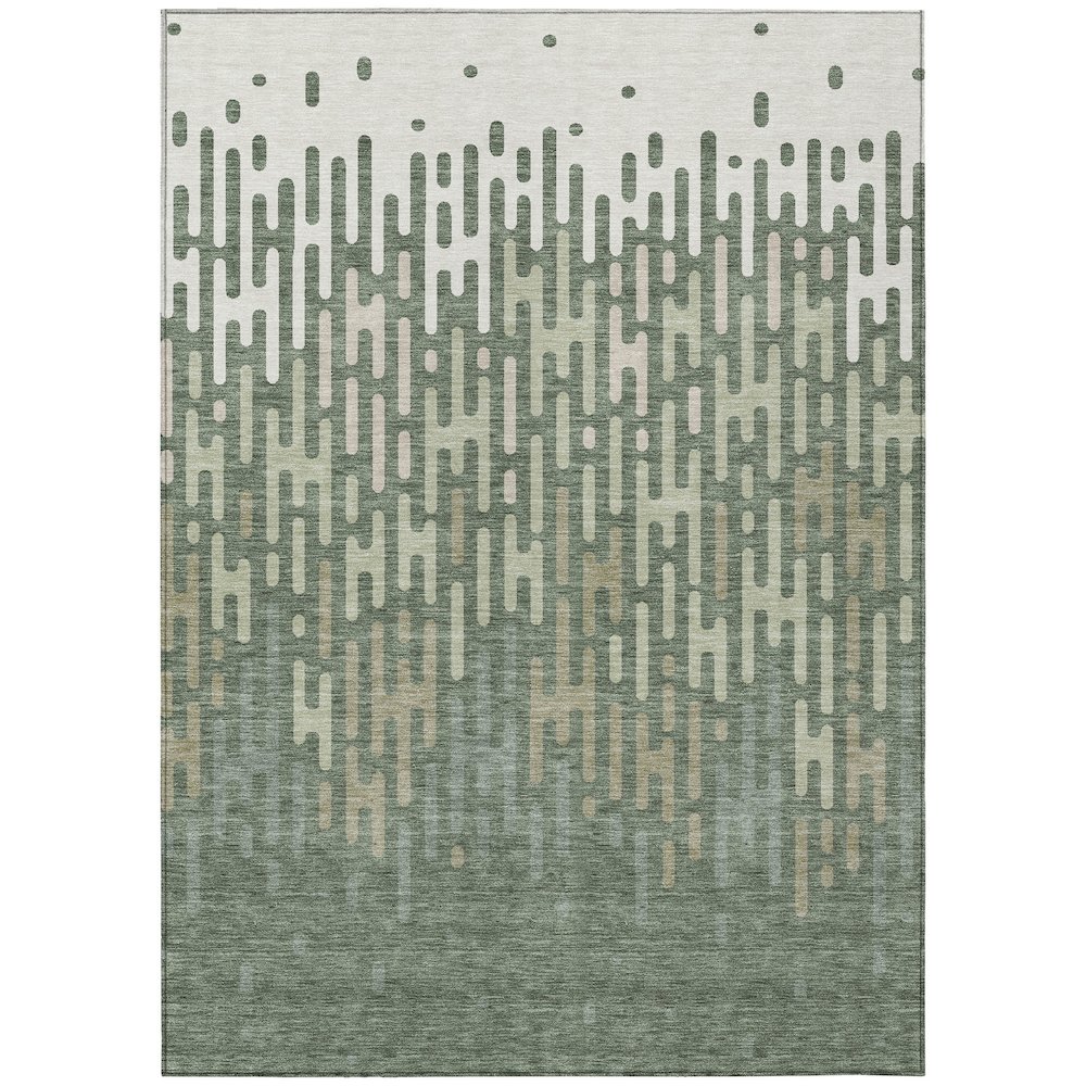 Machine Washable Indoor/Outdoor Chantille ACN2567 Green 5' x 7'6" Rug. Picture 1