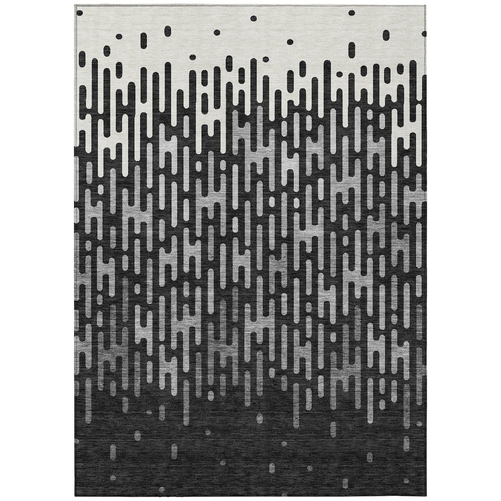 Machine Washable Indoor/Outdoor Chantille ACN2567 Black 5' x 7'6" Rug. Picture 1