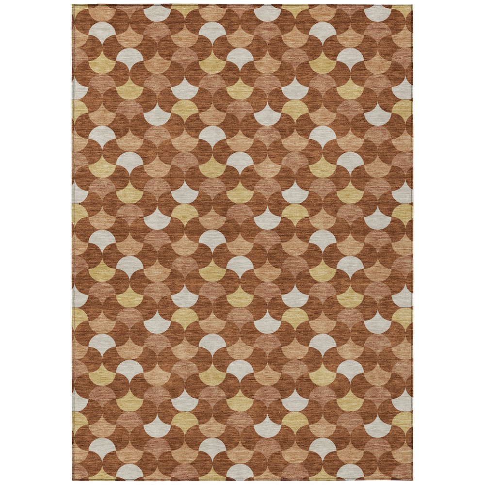 Machine Washable Indoor/Outdoor Chantille ACN2568 Orange 5' x 7'6" Rug. Picture 1