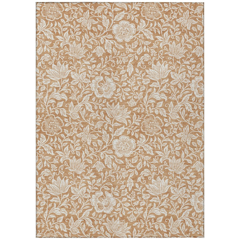Machine Washable Indoor/Outdoor Chantille ACN2572 Orange 5' x 7'6" Rug. Picture 1