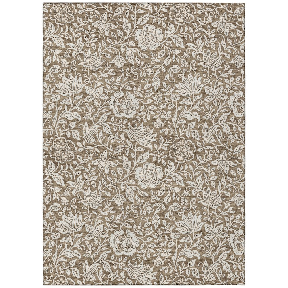 Machine Washable Indoor/Outdoor Chantille ACN2572 Brown 5' x 7'6" Rug. Picture 1