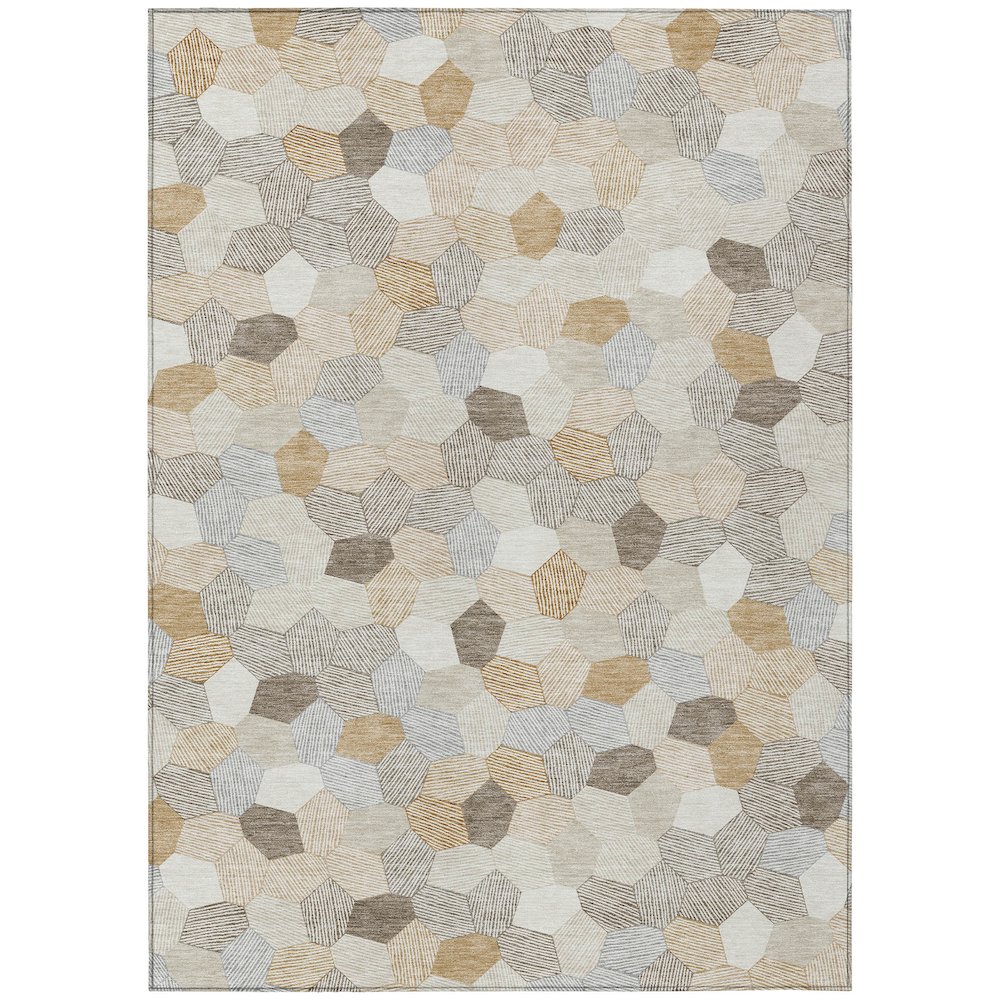 Machine Washable Indoor/Outdoor Chantille ACN2573 Ivory 5' x 7'6" Rug. Picture 1