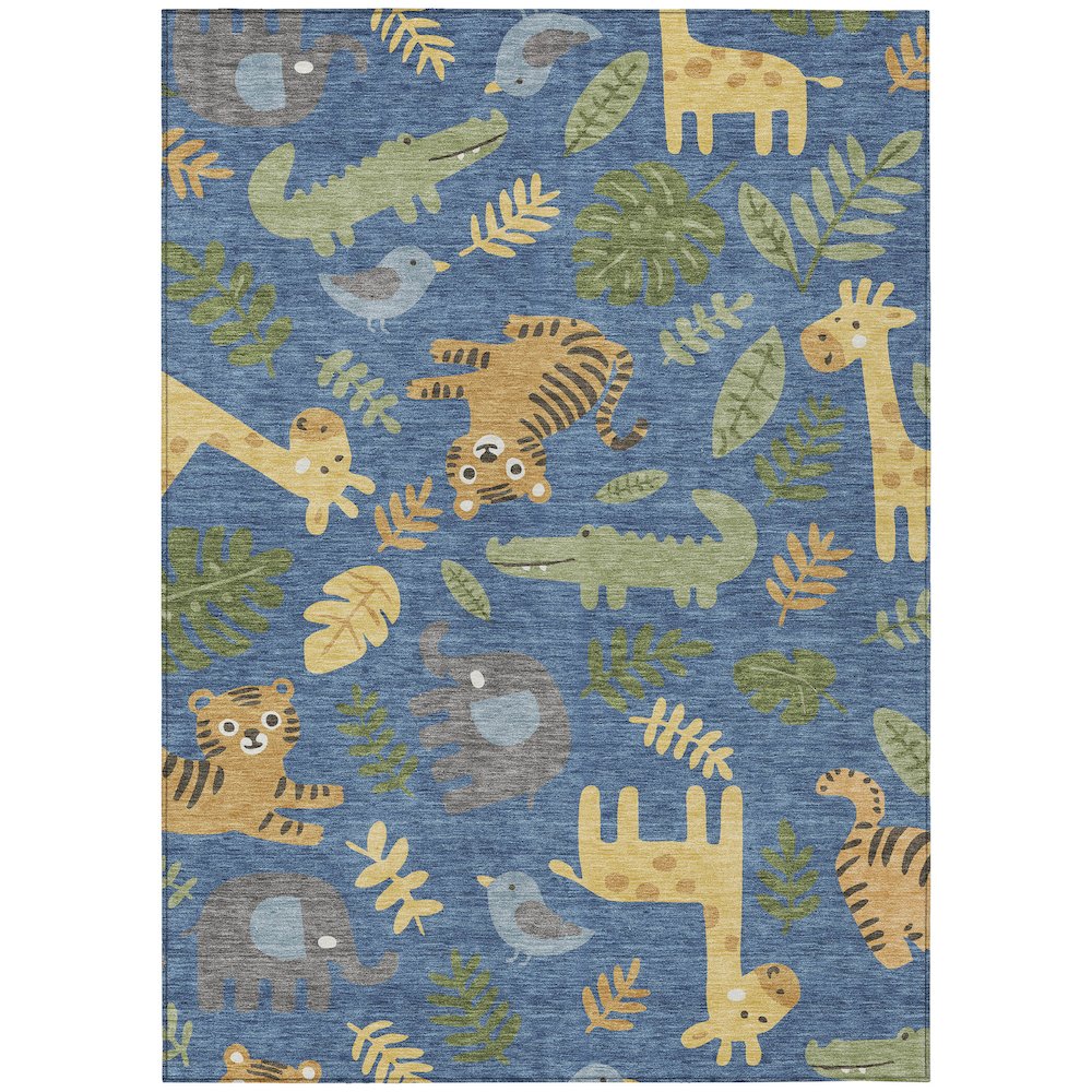 Machine Washable Indoor/Outdoor Chantille ACN2578 Blue 5' x 7'6" Rug. Picture 1