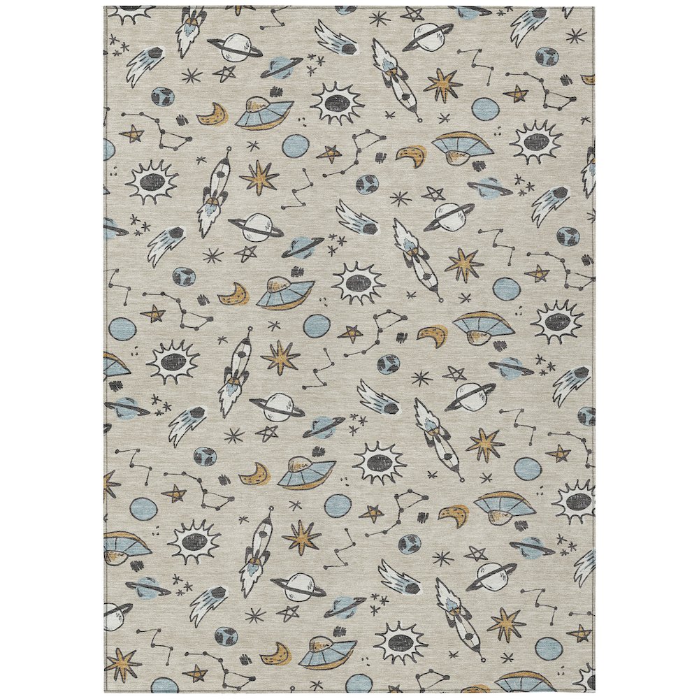 Machine Washable Indoor/Outdoor Chantille ACN2580 Brown 5' x 7'6" Rug. Picture 1