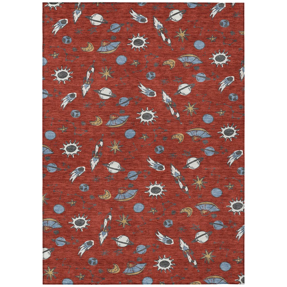 Machine Washable Indoor/Outdoor Chantille ACN2580 Red 5' x 7'6" Rug. Picture 1