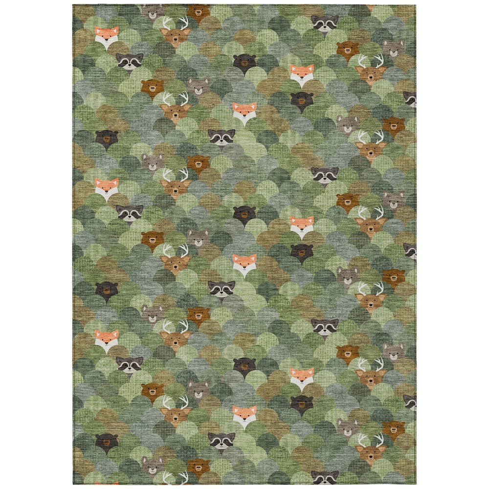 Machine Washable Indoor/Outdoor Chantille ACN2582 Green 5' x 7'6" Rug. Picture 1