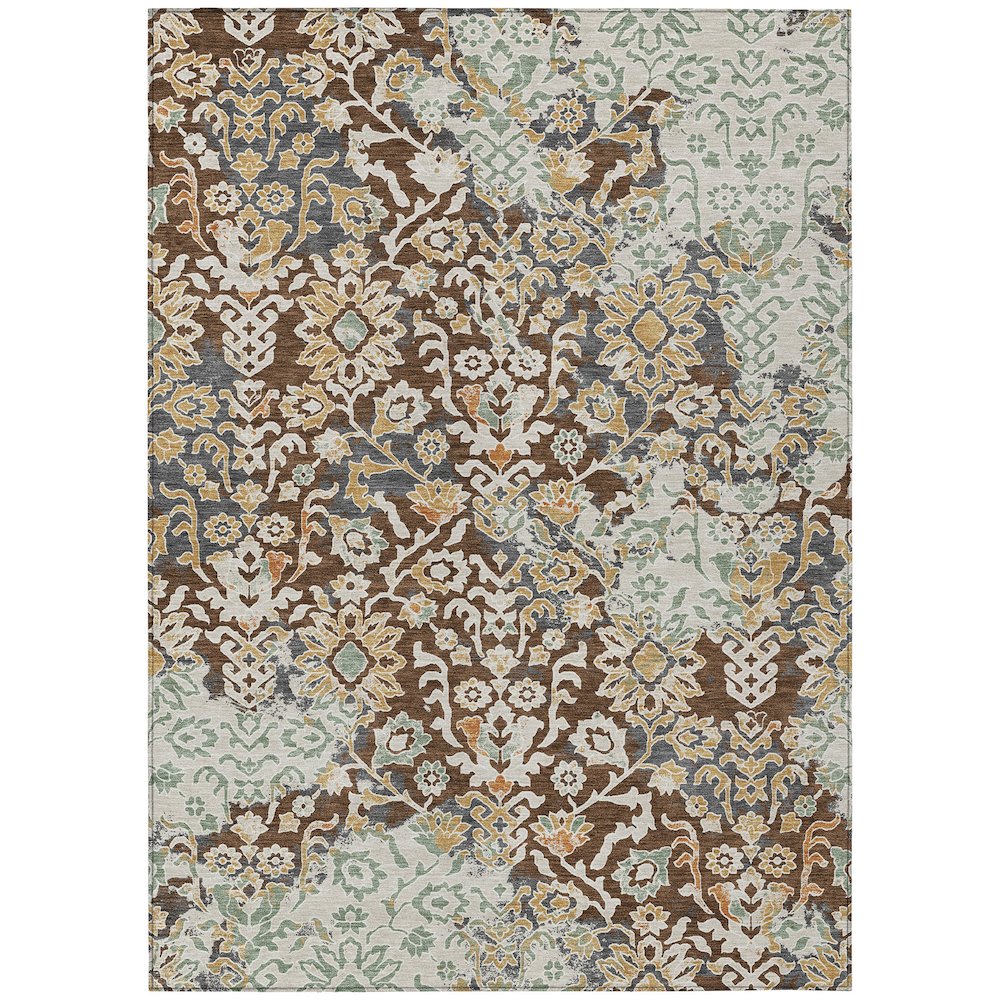 Machine Washable Indoor/Outdoor Chantille ACN2584 Brown 5' x 7'6" Rug. Picture 1