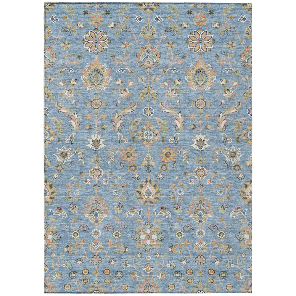 Machine Washable Indoor/Outdoor Chantille ACN2585 Blue 5' x 7'6" Rug. Picture 1