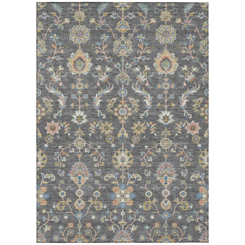Machine Washable Indoor/Outdoor Chantille ACN2585 Gray 5' x 7'6" Rug. Picture 1