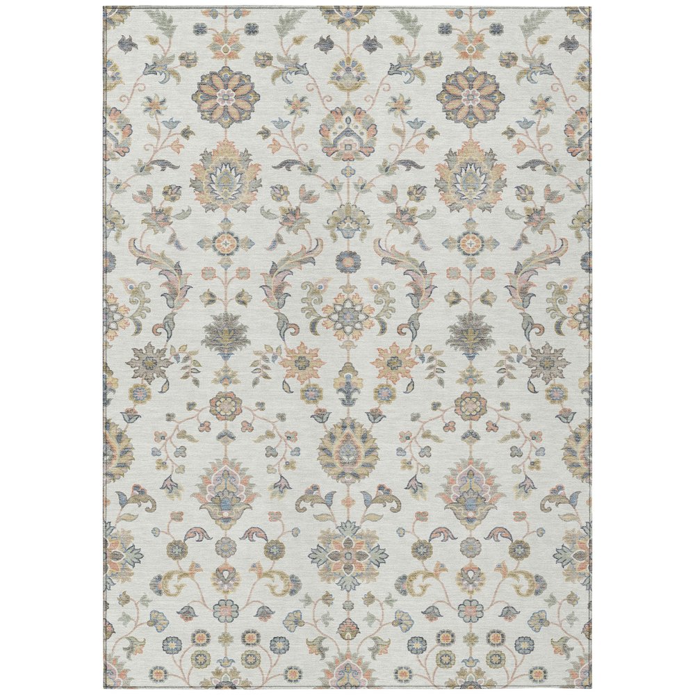 Machine Washable Indoor/Outdoor Chantille ACN2585 Ivory 5' x 7'6" Rug. Picture 1