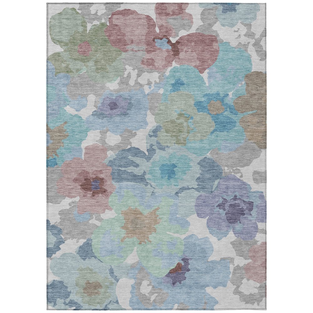 Machine Washable Indoor/Outdoor Chantille ACN2586 Gray 5' x 7'6" Rug. Picture 1