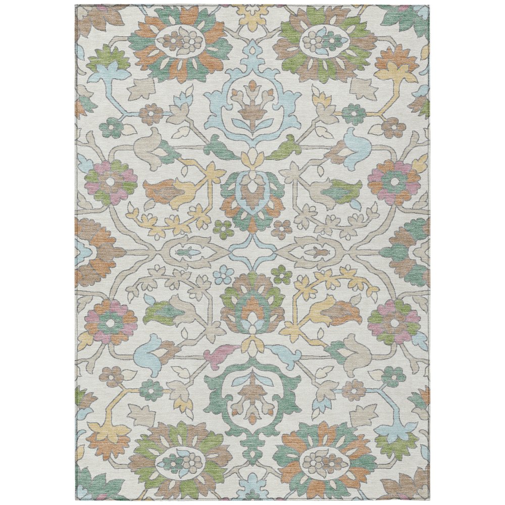 Machine Washable Indoor/Outdoor Chantille ACN2587 Ivory 5' x 7'6" Rug. Picture 1