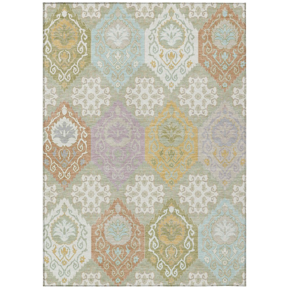 Machine Washable Indoor/Outdoor Chantille ACN2588 Green 5' x 7'6" Rug. Picture 1