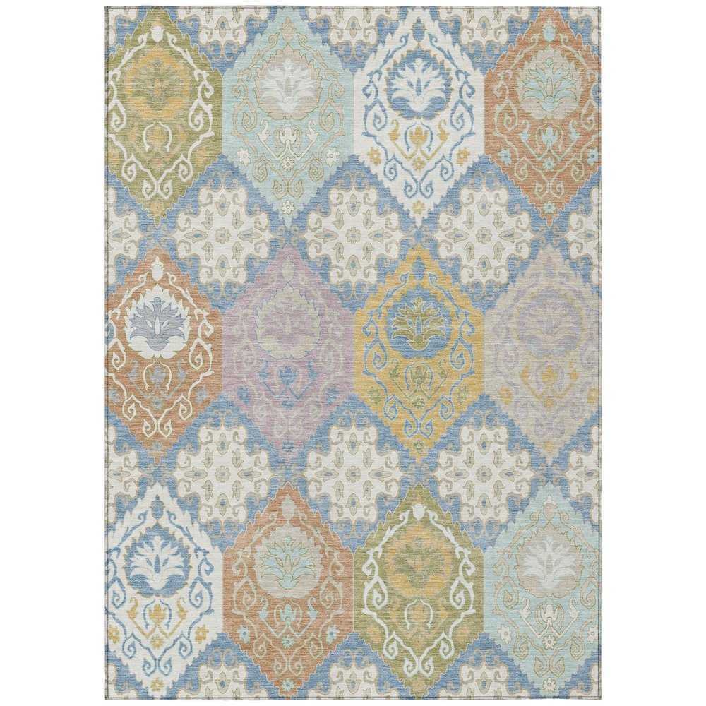 Machine Washable Indoor/Outdoor Chantille ACN2588 Blue 5' x 7'6" Rug. Picture 1