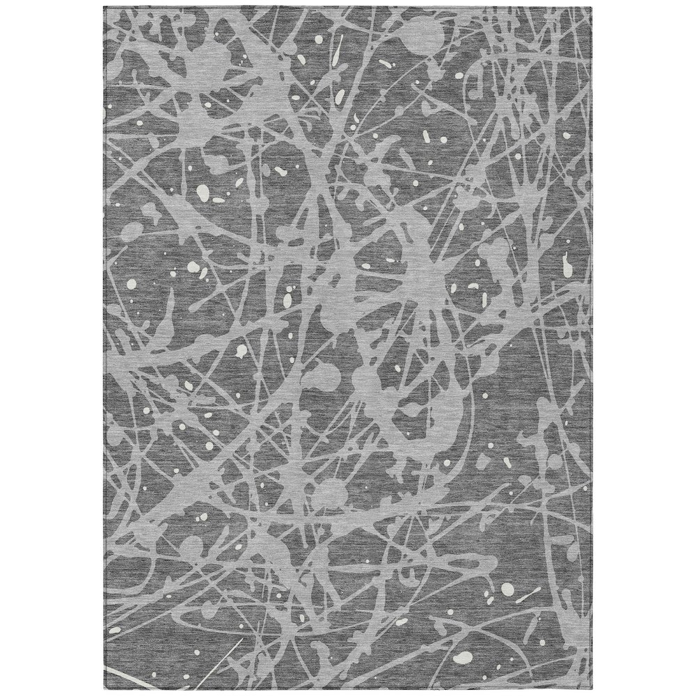 Machine Washable Indoor/Outdoor Chantille ACN2597 Gray 5' x 7'6" Rug. Picture 1