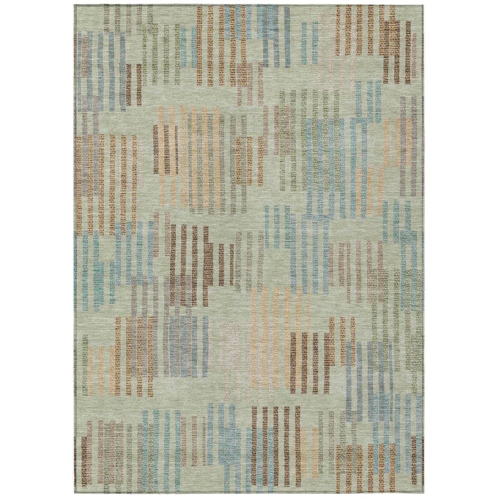 Machine Washable Indoor/Outdoor Chantille ACN2598 Green 5' x 7'6" Rug. Picture 1