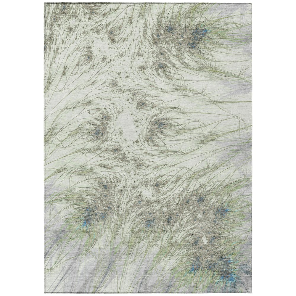 Machine Washable Indoor/Outdoor Chantille ACN2599 Green 5' x 7'6" Rug. Picture 1