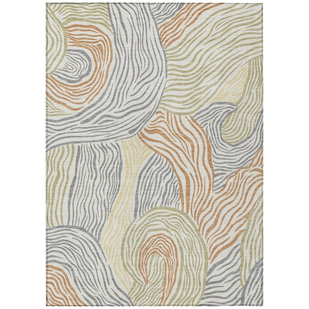 Machine Washable Indoor/Outdoor Chantille ACN2603 Ivory 5' x 7'6" Rug. Picture 1