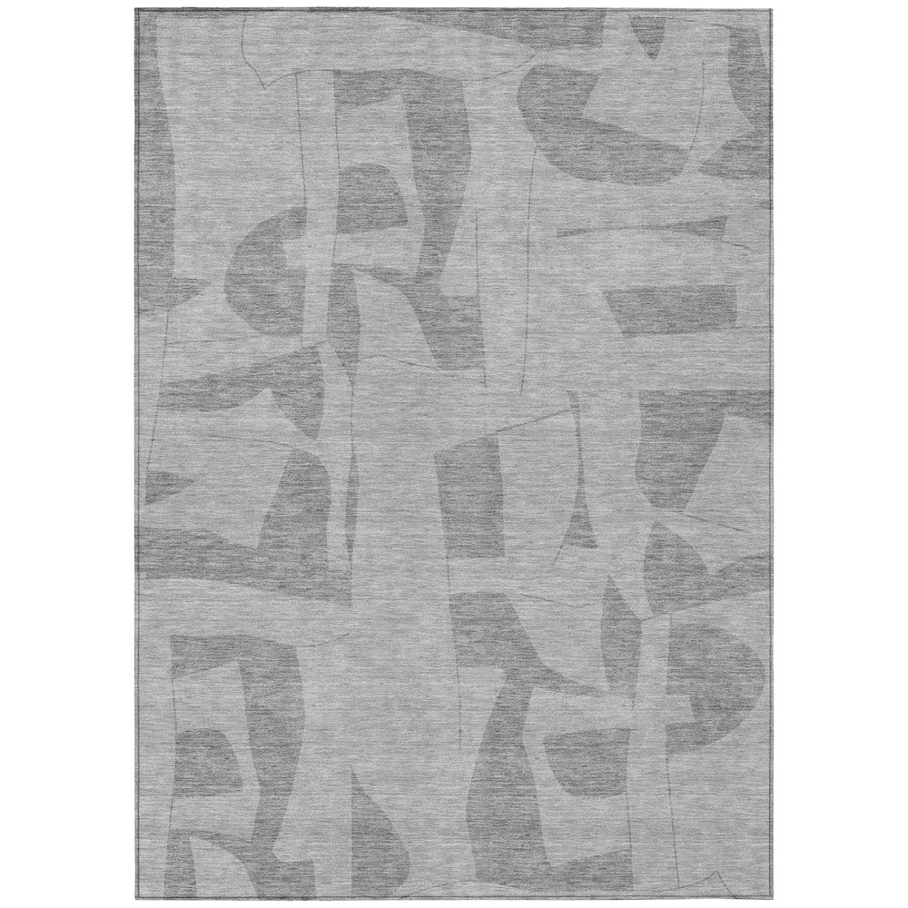 Machine Washable Indoor/Outdoor Chantille ACN2604 Gray 5' x 7'6" Rug. Picture 1