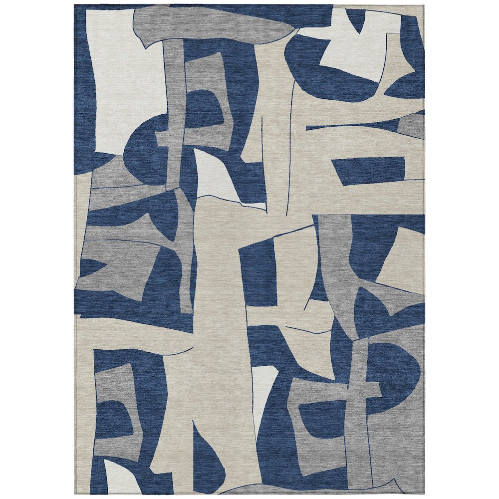 Machine Washable Indoor/Outdoor Chantille ACN2605 Blue 5' x 7'6" Rug. Picture 1