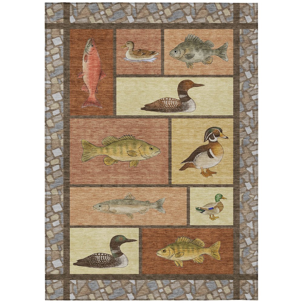 Machine Washable Indoor/Outdoor Chantille ACN2606 Orange 5' x 7'6" Rug. Picture 1