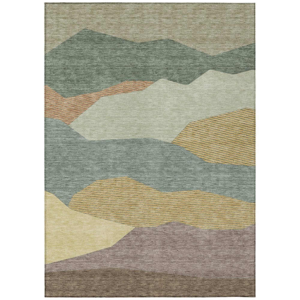 Machine Washable Indoor/Outdoor Chantille ACN2608 Green 5' x 7'6" Rug. Picture 1