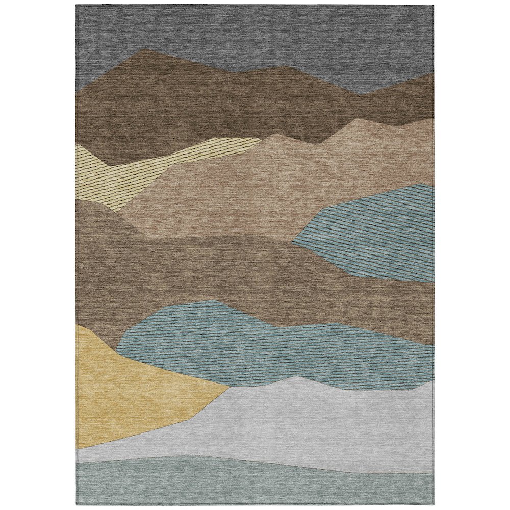 Machine Washable Indoor/Outdoor Chantille ACN2608 Brown 5' x 7'6" Rug. Picture 1