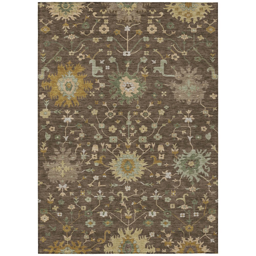 Machine Washable Indoor/Outdoor Chantille ACN2609 Brown 5' x 7'6" Rug. Picture 1