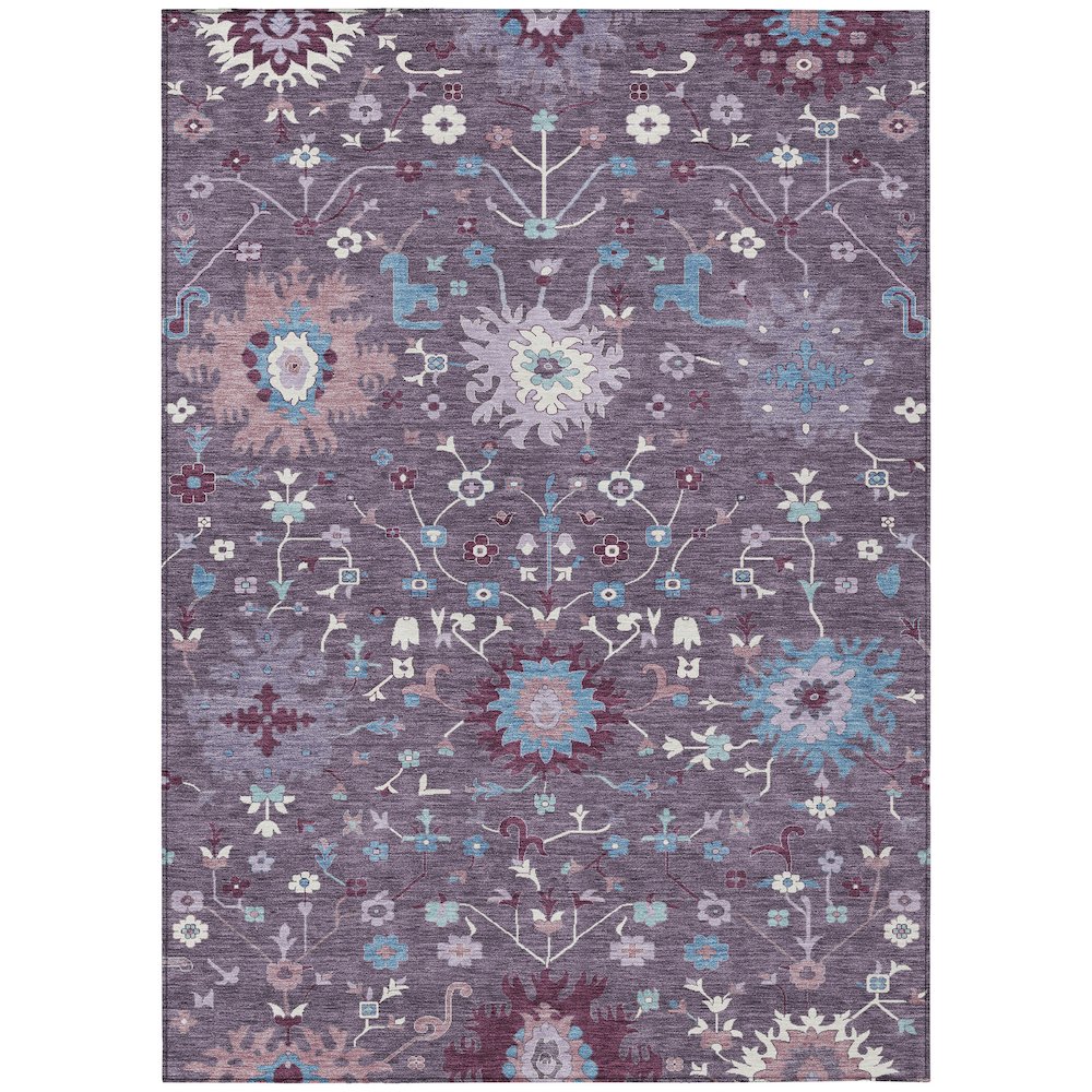 Machine Washable Indoor/Outdoor Chantille ACN2609 Purple 5' x 7'6" Rug. Picture 1
