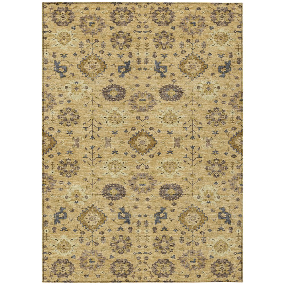 Machine Washable Indoor/Outdoor Chantille ACN2610 Gold 5' x 7'6" Rug. Picture 1