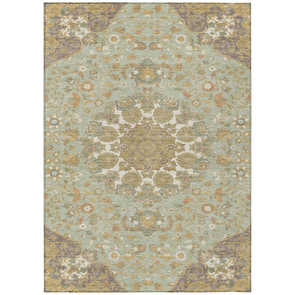 Machine Washable Indoor/Outdoor Chantille ACN2611 Green 5' x 7'6" Rug. Picture 1