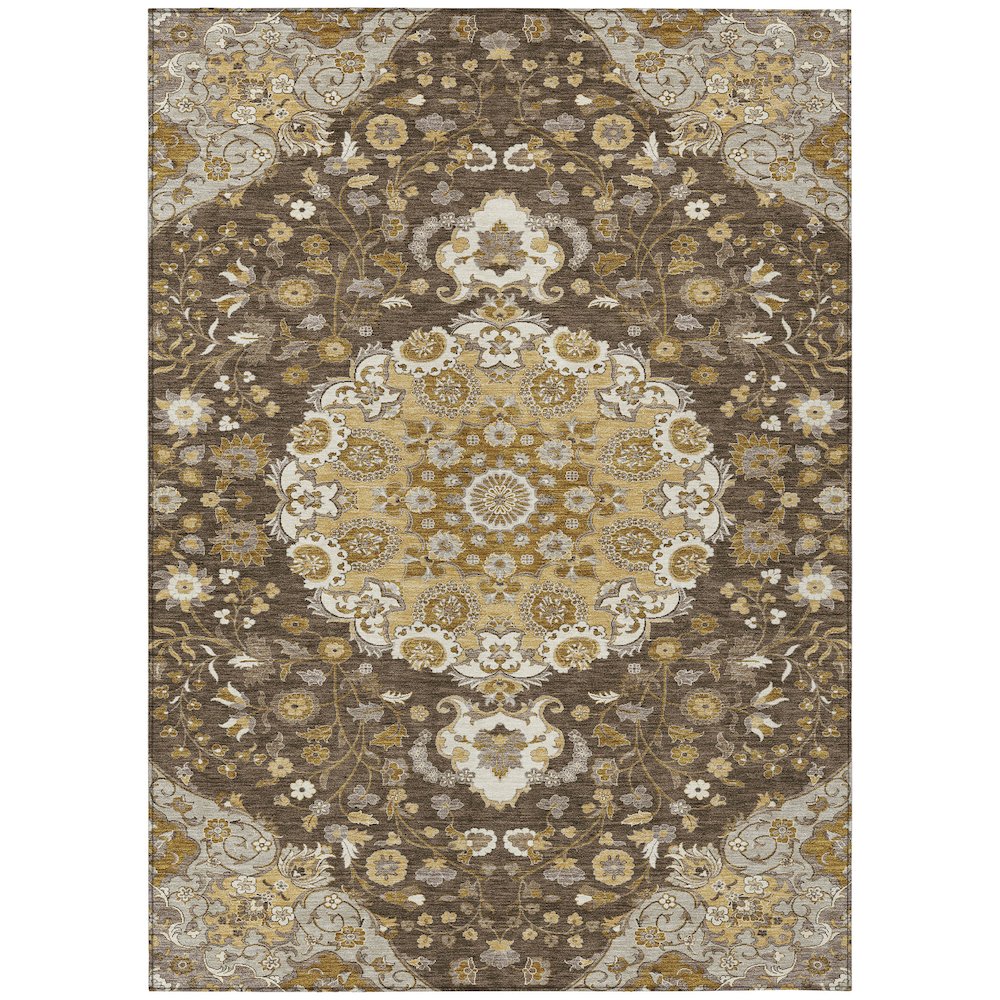 Machine Washable Indoor/Outdoor Chantille ACN2611 Brown 5' x 7'6" Rug. Picture 1