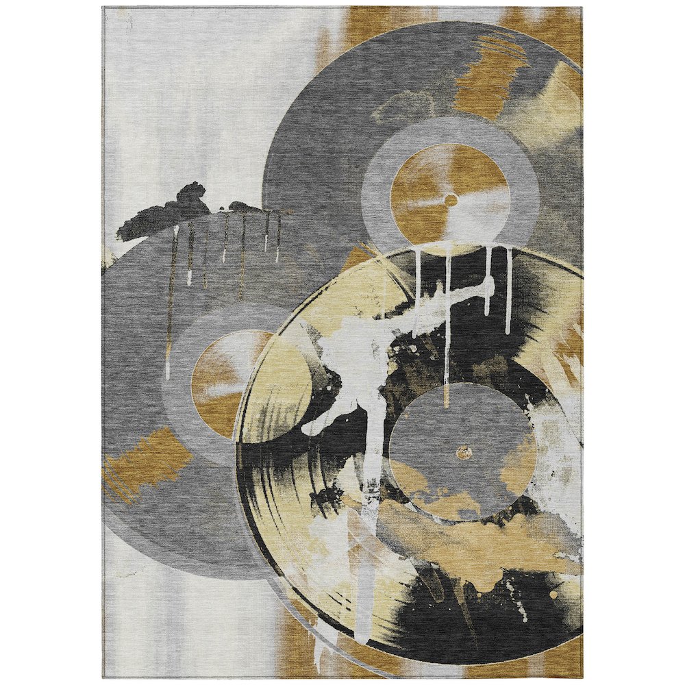 Machine Washable Indoor/Outdoor Chantille ACN2612 Gray 5' x 7'6" Rug. Picture 1