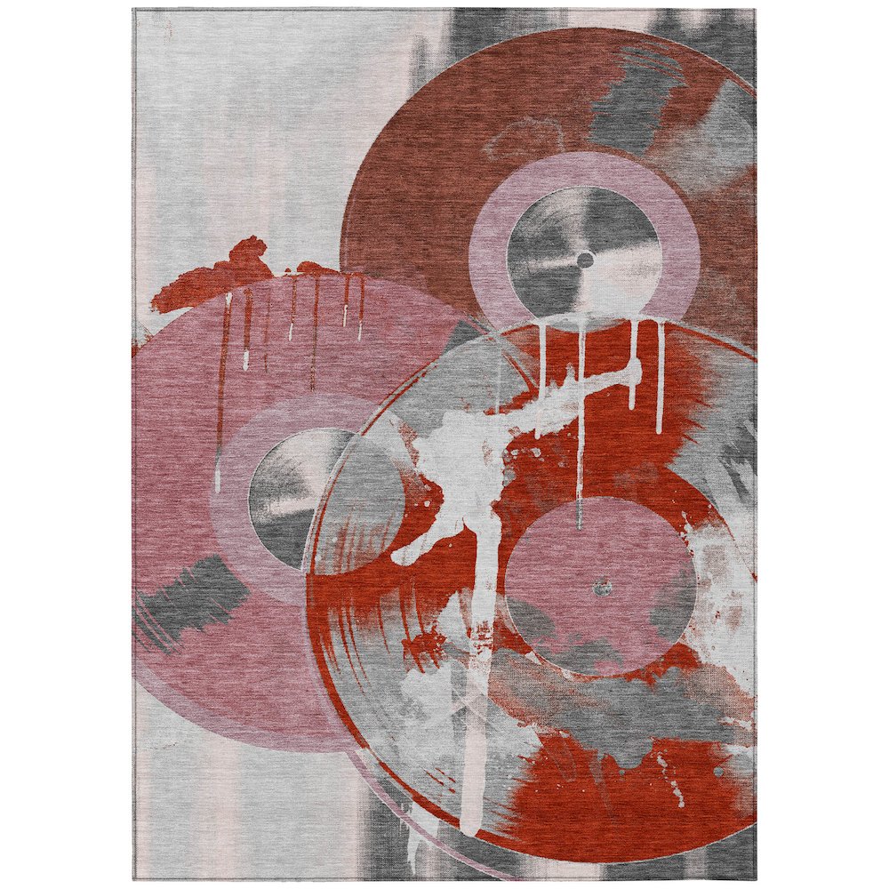 Machine Washable Indoor/Outdoor Chantille ACN2612 Red 5' x 7'6" Rug. Picture 1