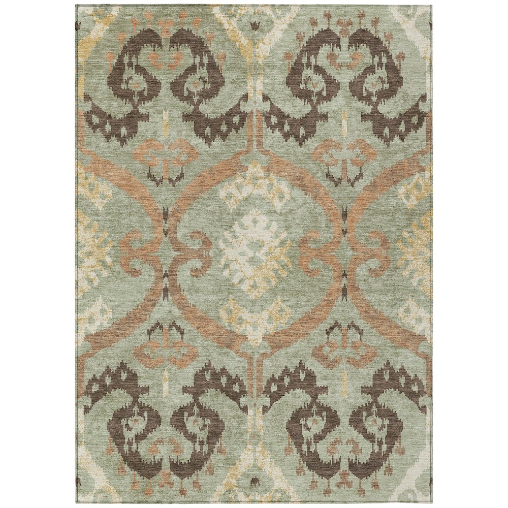 Machine Washable Indoor/Outdoor Chantille ACN2614 Green 5' x 7'6" Rug. Picture 1