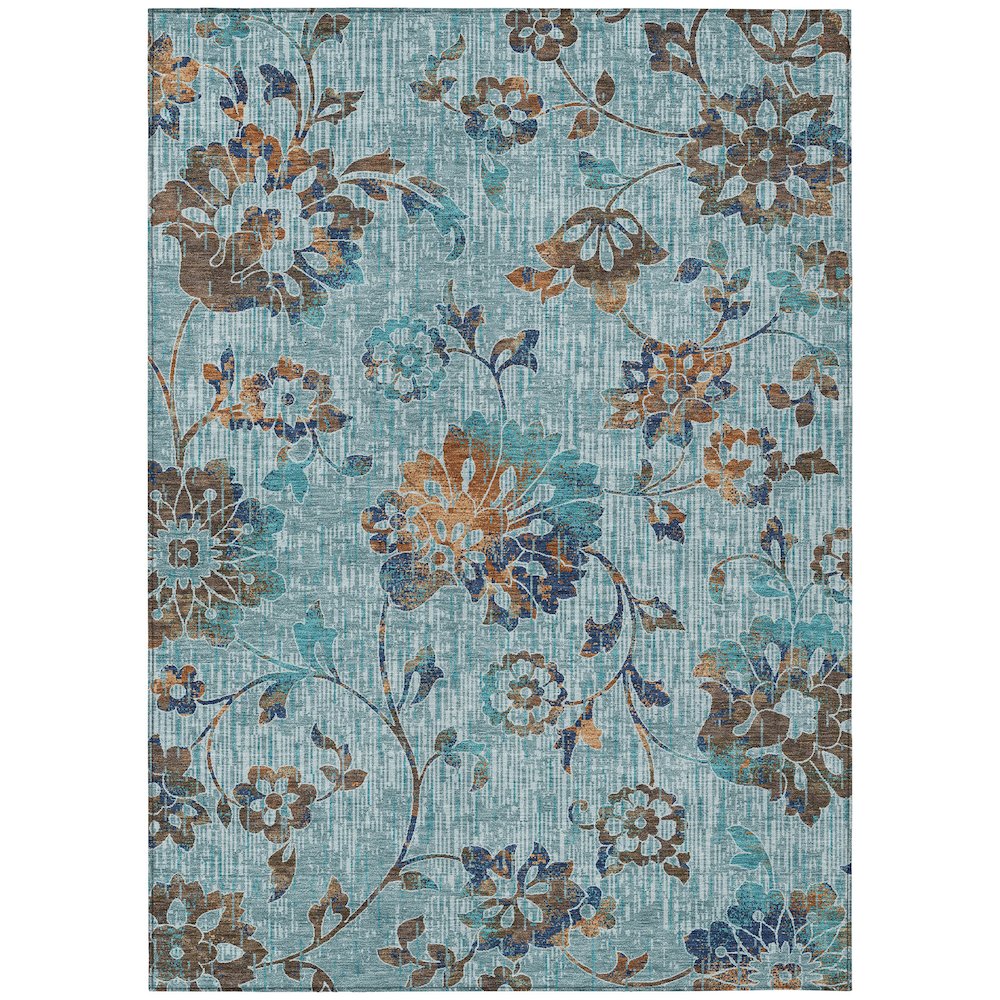 Machine Washable Indoor/Outdoor Chantille ACN2616 Teal 5' x 7'6" Rug. Picture 1