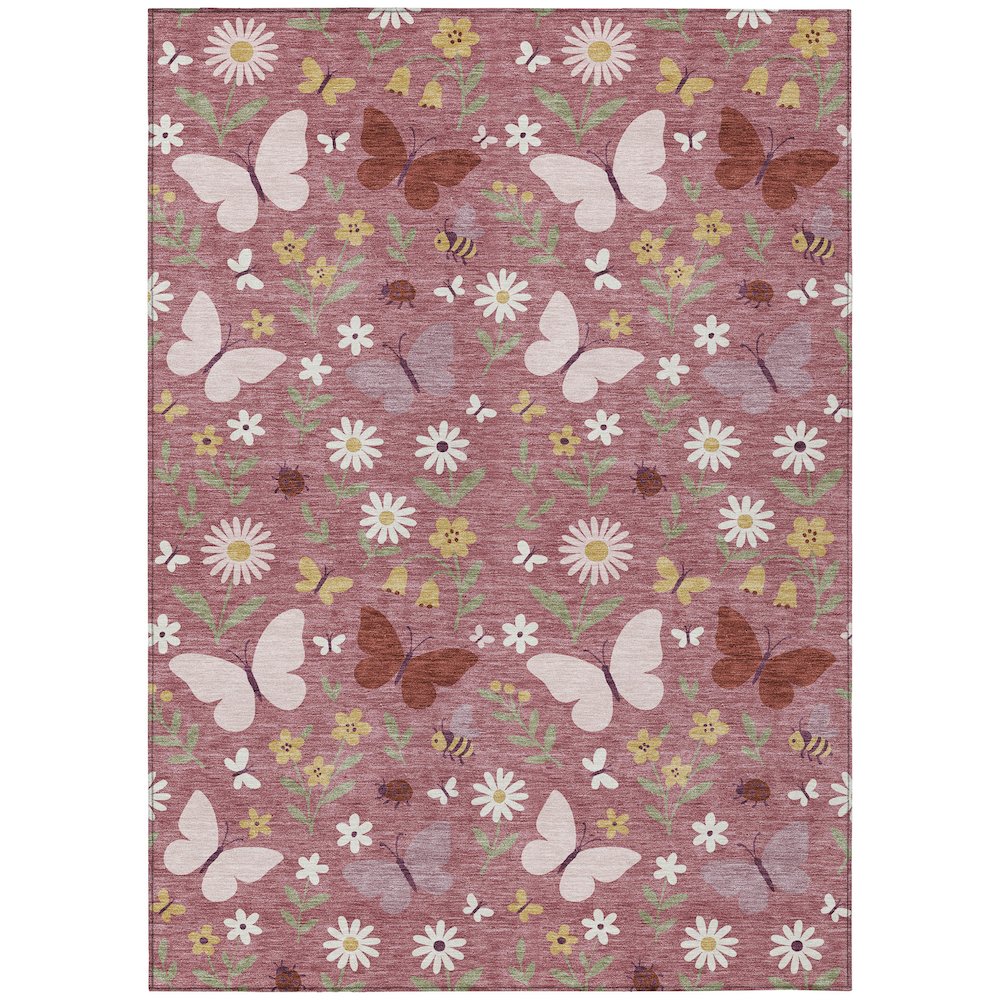 Machine Washable Indoor/Outdoor Chantille ACN2618 Pink 5' x 7'6" Rug. Picture 1